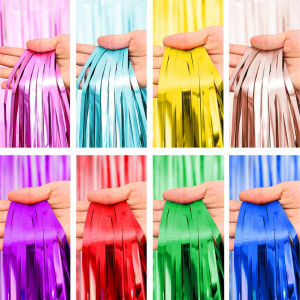 3pcs2M tassel curtains tin foil rain silk curtains birthday parties weddings boys and girls gender revealing decorations
