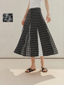 INMAN | Irregular Color Block Embroidery A-Line Skirt