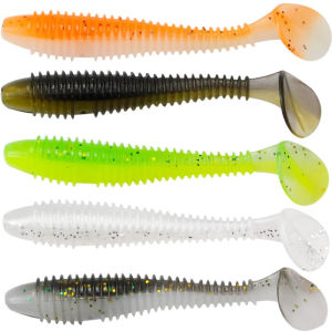 50PCS Soft Fishing Lures Kit Plastic Artificial Bait Worm Fishing Lure Set Threaded T-tailTackle Accessories