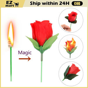 【Fast Shipping】 Rose Magic Trick Fire Flame Flower for Stage Performance Show Prop Halloween For Party Game