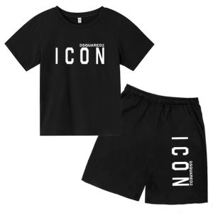ICON cartoon print summer childrens T-shirt + shorts casual sports cotton comfortable set