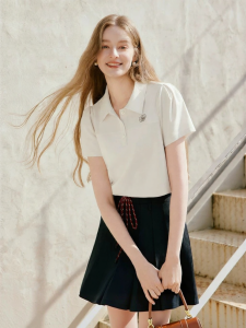 XIANGYING | Polo Collar Short Sleeve T-Shirt