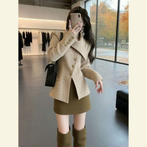 SHANGSHA | Autumn Stylish Elegant Unique Versatile Khaki Short Waist-Defining Jacket