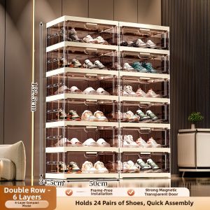 MEIZHUFU | Transparent Shoe Storage Box No Installation Foldable