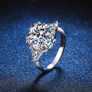 5.0 Carat Moissanite Ring Deluxe D Color VVS1 925 Sterling Silver Wedding Rings Engagement Jewelry for Women Bridal Party Gift