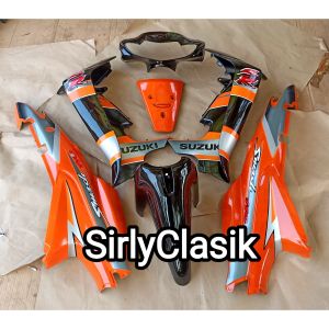 Cover Body Fullset Halus Kasar Plus Lampu Suzuki Smash 110 Lama Orange Hitam