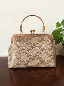 Retro Handmade Chinese Style Wedding Bag Moms Crossbody Qipao Bag Hanfu Handbag Soft Leather Cotton Lining Daily Use