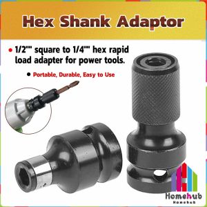 Homehub Hex Adapter Impact Wrench Converter 1/2" to 1/4" Socket Adapter