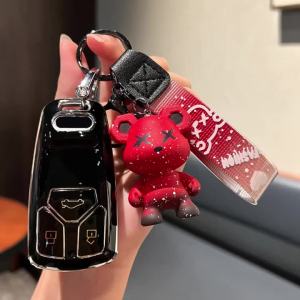 For Audi A4 B9 Q5 Q7 TT TTS 8S 2016 2017 Fashion TPU Car Key Case Remote Control Key Full Cover Holder Keychain Accessories