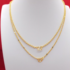 สร้อยคอทองลายโซ่เลสแบนตัดลาย เทียบเท่าน้ำหนัก 2 สลึง ความยาว 20 นิ้ว ชุบทอง แฟชั่น ใส่แทนของแท้ได้ งานสวย พร้อมส่ง