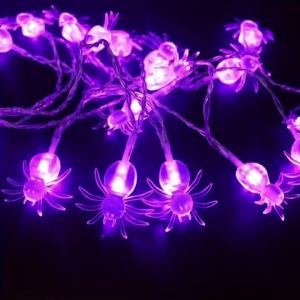 Halloween Purple Spider LED Battery Powered String Lights for Indoor Outdoor Halloween Party Yard Patio Haunted House Decor