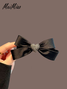 South Korea Classic Style Black Bows Love Heart-Shaped Hairpin Internet Celebrity Temperament Wild Head Clip Spring Clip Back Head Half Tie