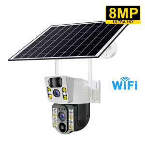 Camera Không Dây Năng Lượng Mặt Trời 8MP 4K Ngoài Trời Camera Kép Wifi IP CCTV An Ninh Tích Hợp Cảm Biến Chuyển Động PIR Tầm Nhìn Ban Đêm Hỗ Trợ Giám Sát V380 Pro Hỗ Trợ SIM 4G