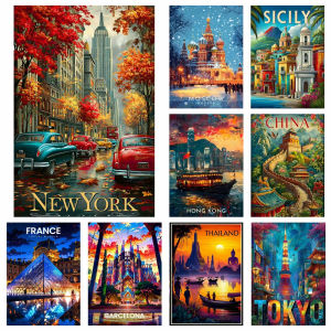 Scenic New York Tokyo Cityscape Artwork Jigsaw Puzzle 1000Pieces Stress Relief Puzzle Wall Art Decor Gift