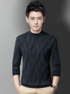 ROMON | Lormen Mens Knitted Sweater Thickened Casual Round Neck Pullover Winter Fashion Business Leisure Warm Base Layer Shirt