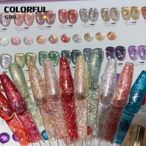 【Ready to ship】 XUANFEIER 30-color set (XUANFEIER) Flash Glitter Gel Color Platinum Flash + Aurora Sparkle Clear and Firm Glitter