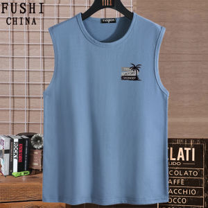 Summer New Style Mens Sleeveless Vest Fitness Sport Base Layer Top White Short Sleeve T-shirt Loose Fit round Neck Printed