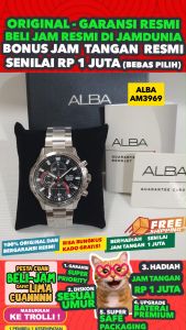 ALBA ORIGINAL - ALBA AM3969 X1 ALBA AM3969X1 - CHRONOGRAPH - Men LA - Silver - Stainless Steel - Diameter 4.3CM- Water Resist 100 Meter - Jamdunia / Jam dunia JD18 # Jam Tangan Pria Jam Pria Jam Tangan Anti Air + ALBA AM39 69 AM 39 69 X1 AM3 S003
