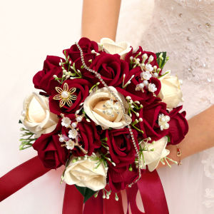 Bride Wedding Handheld Flower Bouquet Realistic Simulation Soap Flower Props for Wedding Photoshoots And Ceremonies