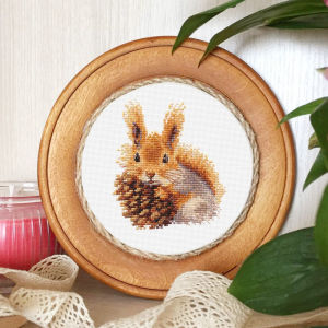 Cross Stitch Kit Modern Simple Living Room Decor Small Squirrel Print Embroidery Student Beginner Friendly Cotton Fabric