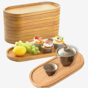 1PCS Tableware Solid Wood Round Dessert Plate Japanese-style Wooden Tray Snack Plate Dried Fruit Plate Wooden Plate