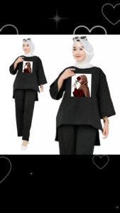 Setelan Kaos Wanita Jumbo Ld 130 cm Bahan Babyterry Lengan 3/4 One Set Wanita Terbaru Sepeda Paris