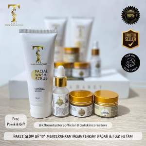 TMT Skincare Trisen Magical Touch - Paket Glow Up 10× Mencerahkan Wajah & Flek Hitam - Pouch