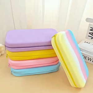 oldlaiben Silicone Pencil Case Square Stationery Storage Bag Colorful Data Cable Coin Organizer Pouch Kotak Pensel