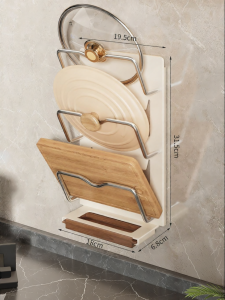 FALUYI | Drill-free Wall-mounted Kitchen Storage Rack for Pot Lids and Cutting Boards Stainless Steel