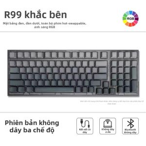 Bàn Phím Cơ Cấu Trúc Đệm Có Đèn LED RGB Khắc Bên Hông 3 Chế Độ Tùy Chỉnh