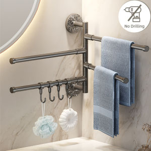Self-Adhesive Rotatable Towel Holder Shower Room Towel Hanger Bathroom Kitchen Wall Mounted Bathroom Accessories