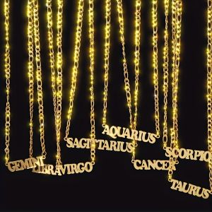 Stainless Steel Fashion New Twelve Letter Pendant Necklace Jewelry For Women Girls Party、Valentines Day  Lovers Gift