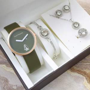 ( Paket Jam + 1Set Acc Premium ) Jam Tangan Hush Puppies Wanita Strap Tali Kulit Tangal Samping