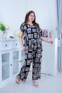 GALERI Setelan Wanita Lengan Pendek One Set Motif Nay Ruffle Bahan Rayon