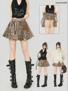 KEIKO | Wild Vintage Leopard Print Chiffon A-Line Short Skirt