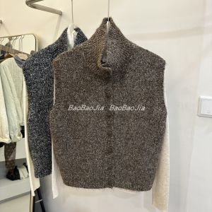 Korean Retro Stand Collar Soft Cozy Knitted Short Sleeveless Vest Womens Winter New Style Layering Short New Arrival Top