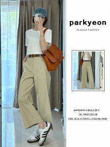 Quần Ống Rộng Cạp Cao Phong Cách Nhật Bản Cho Nữ Mùa Hè Quần Ống Đứng Mỏng Rộng Rãi Màu Kaki Quần Dài Thường Ngày