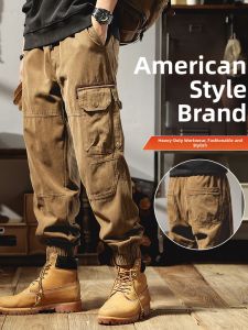 American Retro Style Casual Pants Loose Fitting Elastic Ankle Warmer Trousers