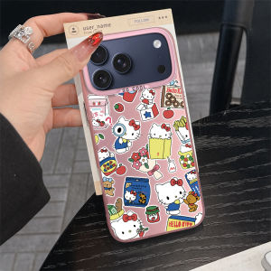 Sanrio | Cute H-Hello Kitty Phone Case For iPhone 11 12 13 14 15 16 17 E Pro Max Plus Mini Electroplated Silver IMD Laser Pink Cover