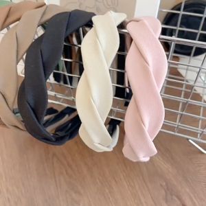 Bando Kepang Korea Wanita Motif Polos Bando Alur Twist Bandana Lebar Aksesoris Rambut HG BDO02