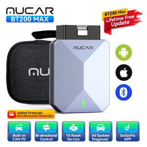 MUCAR BT200 MAX OBD2 Scanner Full System 15 Reset CAN-FD Bi-directional ECM TCM ABS Car Diagnostic Tools  Lifetime update PK EDIAG ELITE
