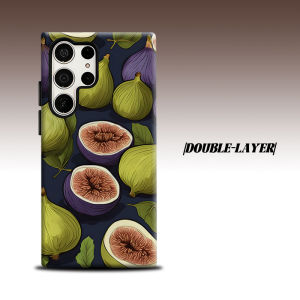 Navy Fig Botanical Print For Samsung Galaxy S26 S25 S24 A56 A36 Dual Layer Luxury Fashion Full Lens Protective Case