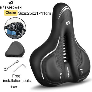Bicycle Saddle MTB Road Bike Saddle Shock Absorbing Comfortable Big Butt Bike Memory Sponge Saddle With Rainproof Cover Tool