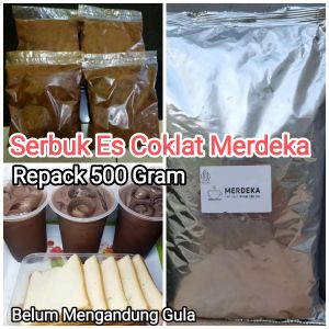 Serbuk Es Coklat Merdeka Repack 500 Gram Belum mengandung Gula