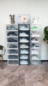 กล่องรองเท้าฝาข้าง Clear Color กล่องไซส์ใหญ่ แบบฝาข้าง กล่องเก็บของอเนกประสงค์ ฝาเปิด-ปิด วางซ้อนต่อกันได้