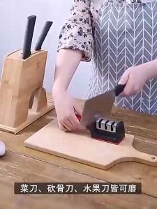 3-Stage Knife Sharpener Pengasah Pisau With Anti-Slip Base for Residential Kitchen (PENGASAH PISAU)