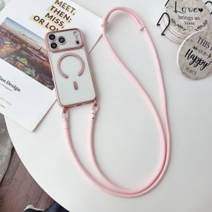 Magnetic Lanyard Case For iPhone 17 Pro Max 14 13 15 16 Plus 17P Original Shockproof Crossbody Neck Cord Strap Soft Clear Cover