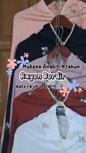 Mukena Anak Perempuan Tanggung Motif Melati Fatimah Series Rayon Bordir