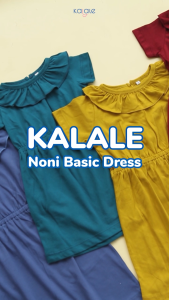 Kalale - Noni Basic Dress Gaun Polis Kerah Ruffle Anak Perempuan Usia 1 2 3 Tahun