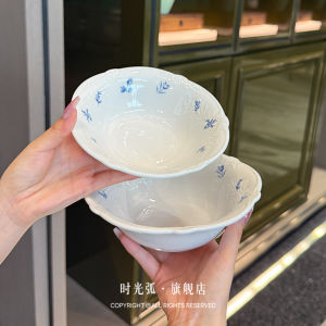 Bát Đựng Cơm Hoa Lớn Màu Xanh Cổ Điển Bát Đựng Súp Bát Ăn Bát Đựng Món Tráng Miệng Bát Đựng Salad Thiết Kế Hoa Đơn Giản